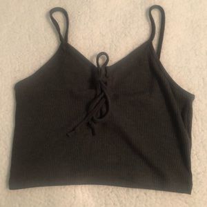 Forever 21 Grey lace up cropped tank top